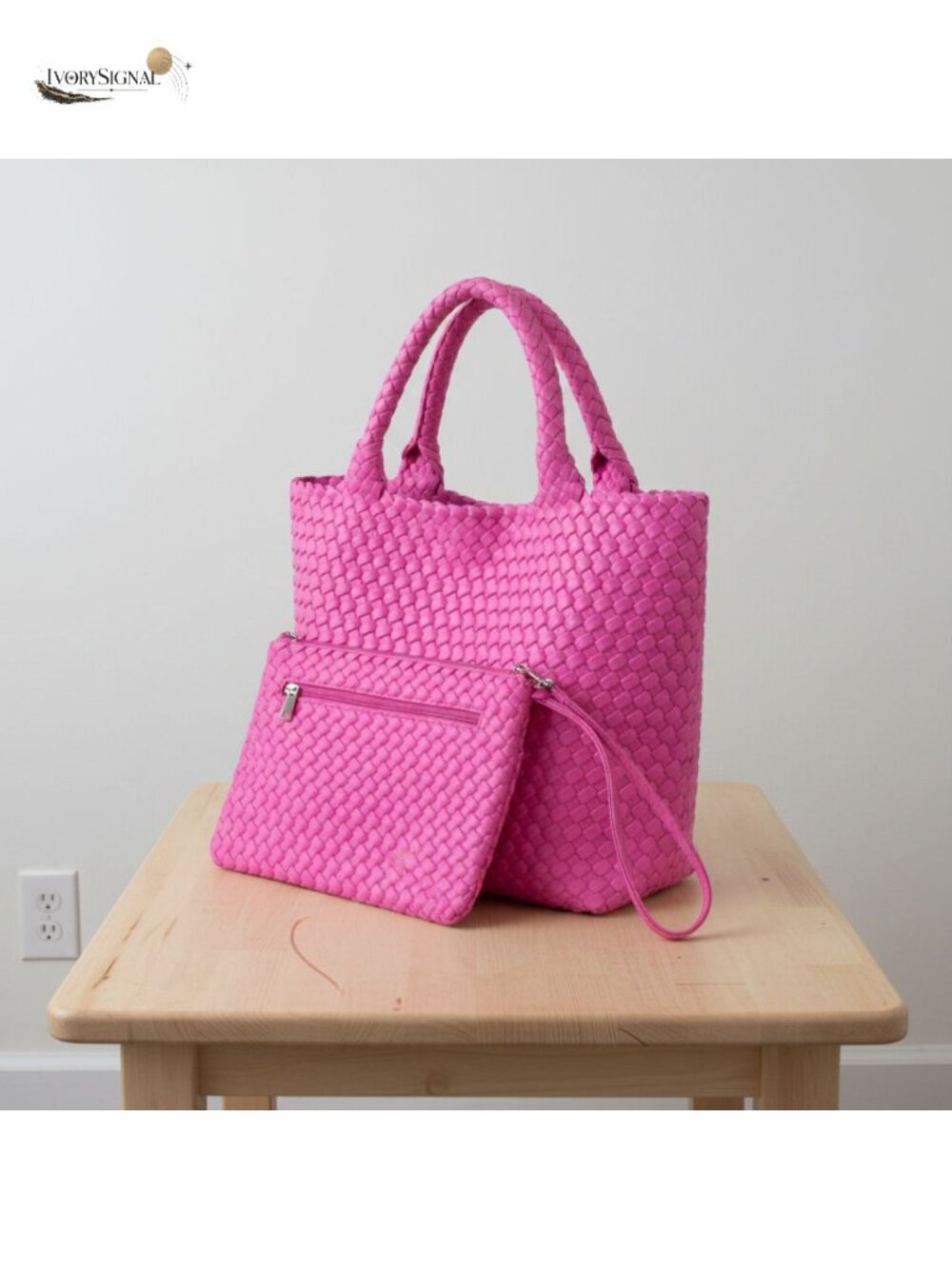 Woven Faux Leather Tote Bag Large Shoulder Bag Vegan Leather Travel Handbag